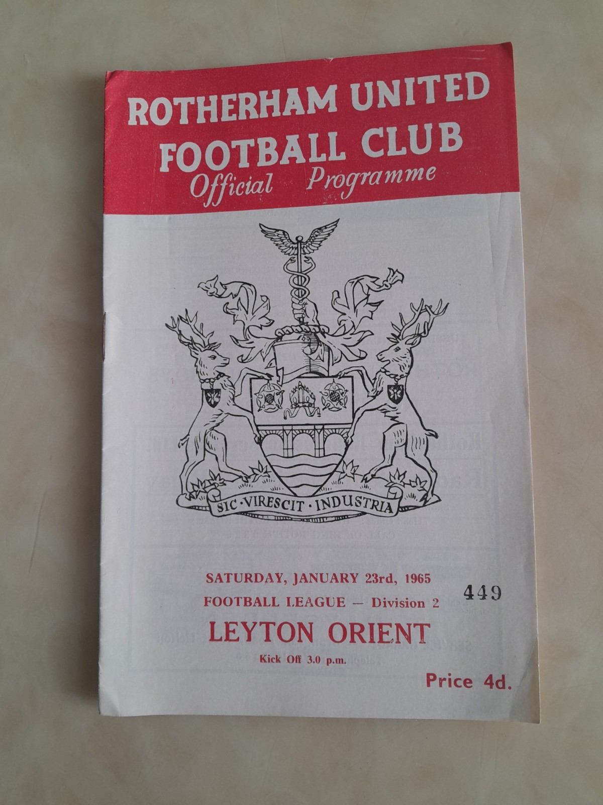 ROTHERHAM UNITED V LEYTON ORIENT ( SATURDAY 23RD JANAURY 1965 ) for sale on Ebay