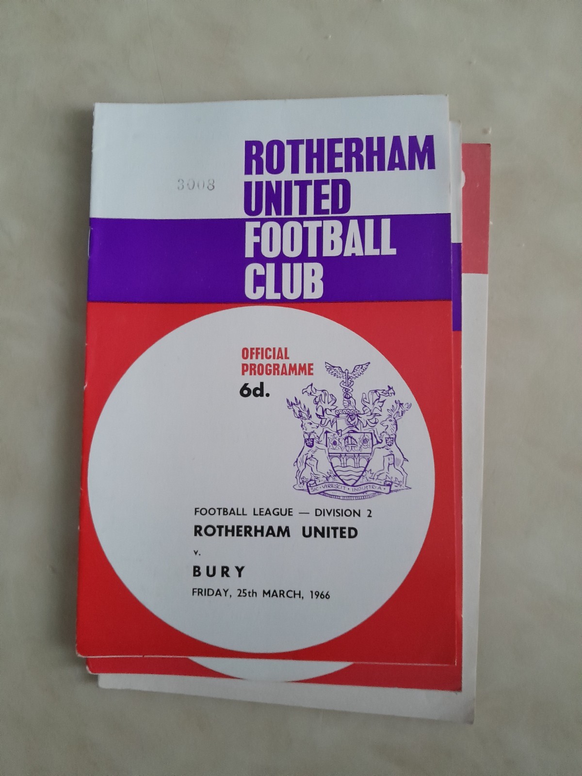 ROTHERHAM UNITED V BURY ( FRIDAY 25TH MARCH 1966 ) for sale on Ebay