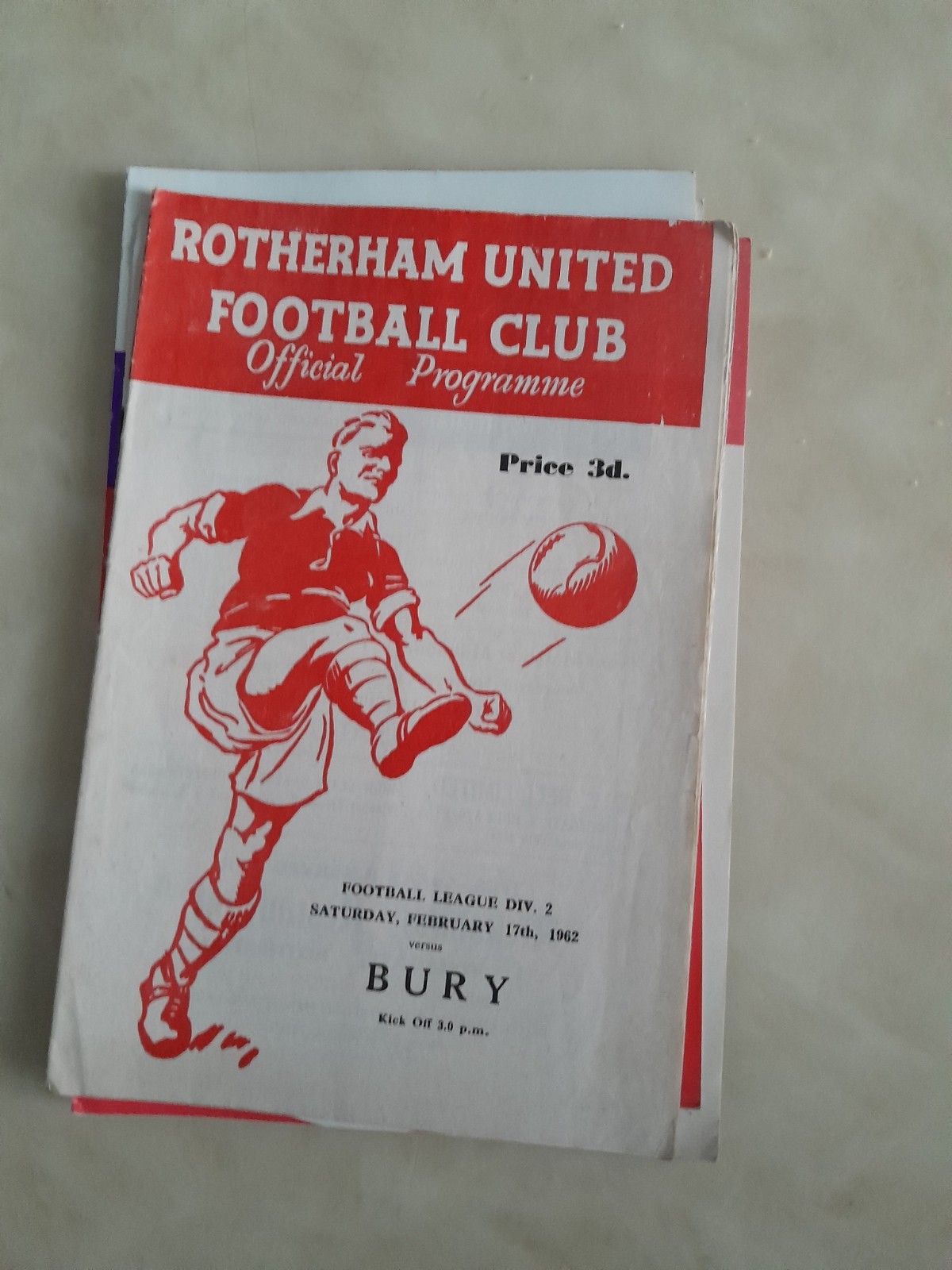 ROTHERHAM UNITED V BURY ( SATURDAY 17TH FEBRUARY 1962 ) for sale on Ebay