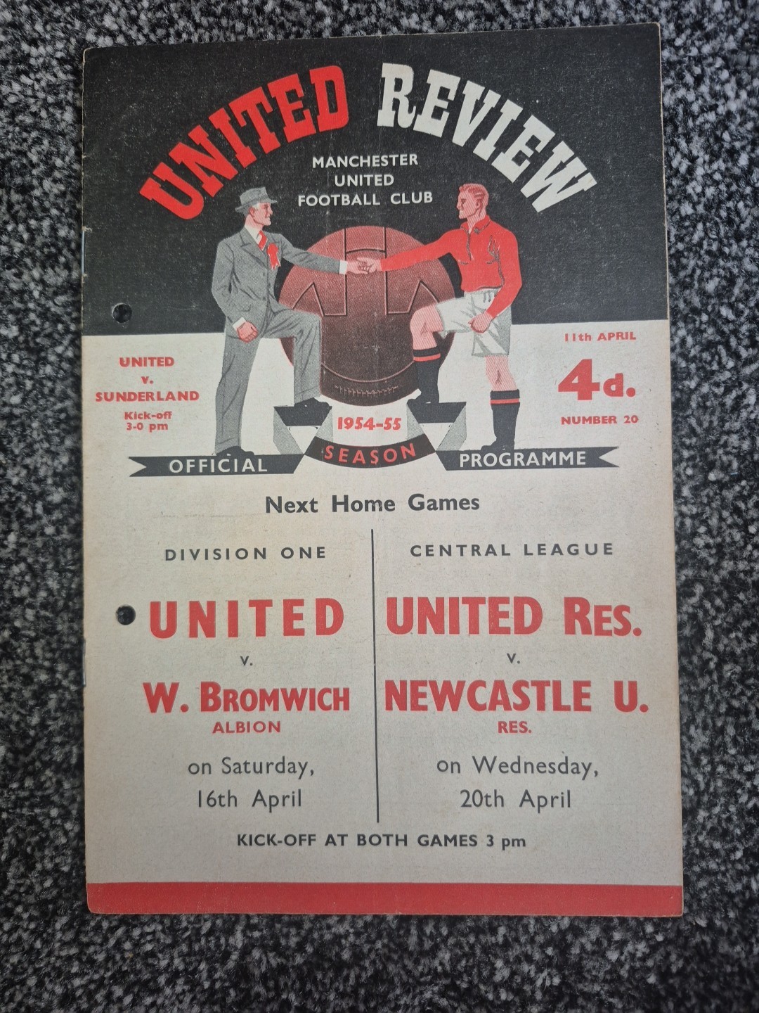 MANCHESTER UNITED V SUNDERLAND 1954-55 DIV 1 for sale on Ebay