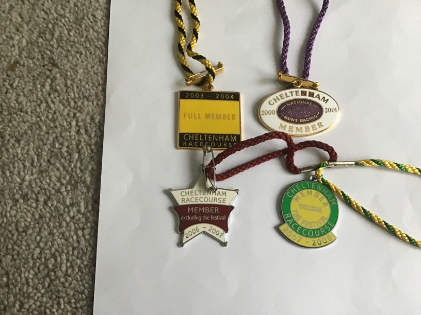 4 x Cheltenham Enamel Racecourse Badges 2000,s. for sale on Ebay