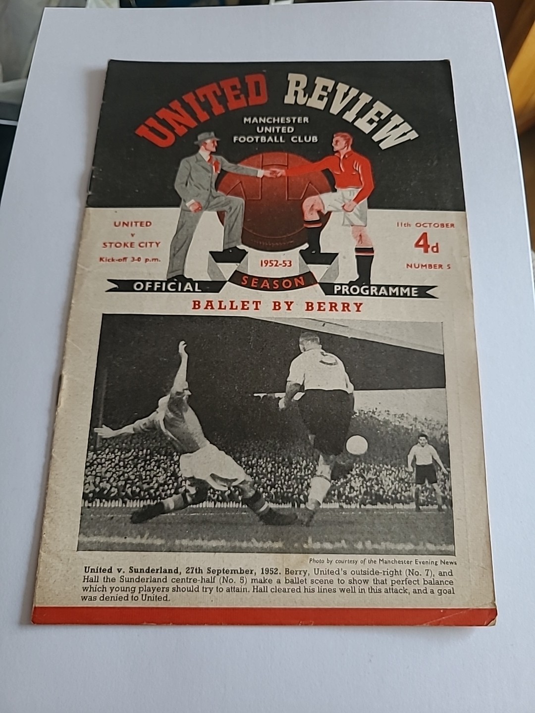 Manchester United V Stoke City 11th October 1952 Programme for sale on Ebay