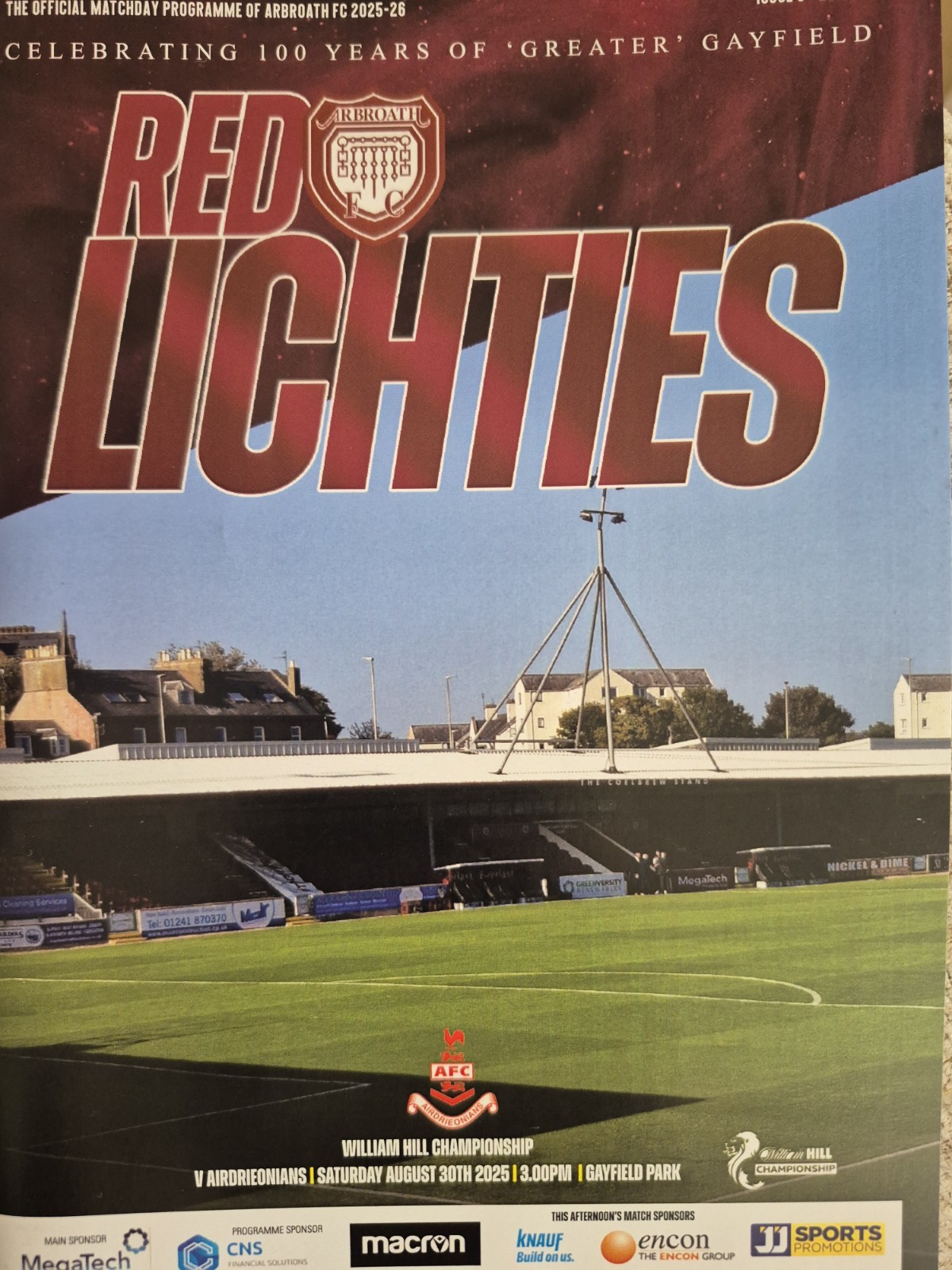 25/26  Arbroath  v Airdrieonions  who   aug 30th for sale on Ebay