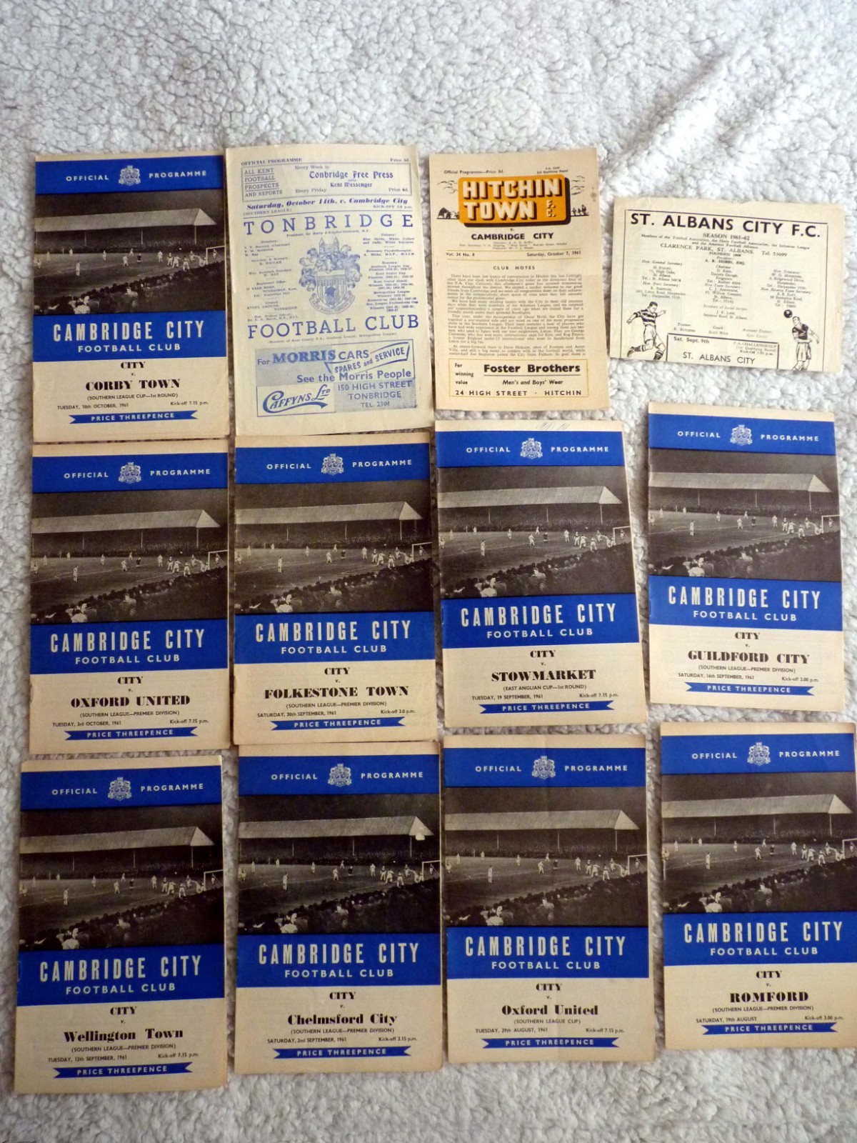 12 Cambridge City Football Programmes 9 Home 3 Away 1961/62 S.L. and Cup games for sale on Ebay