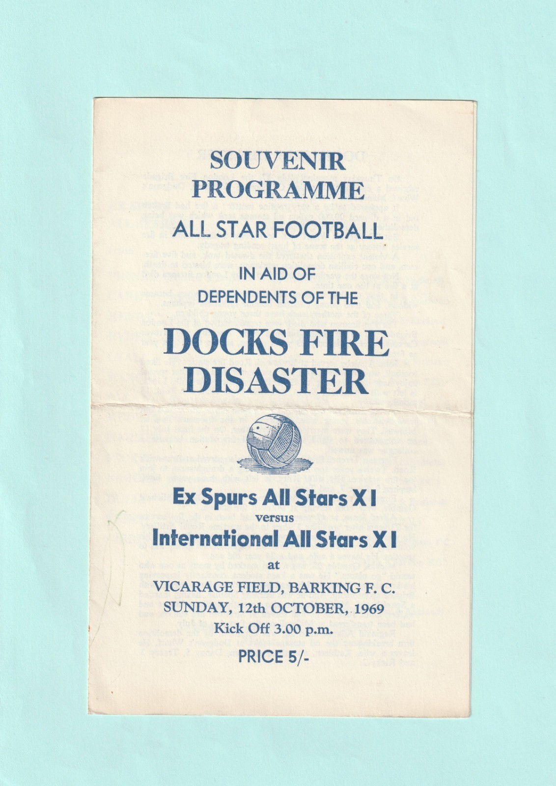 1969-1970 FRIENDLY: INTERNATIONAL ALL STAR XI v EX TOTTENHAM / SPURS ALL STAR XI for sale on Ebay