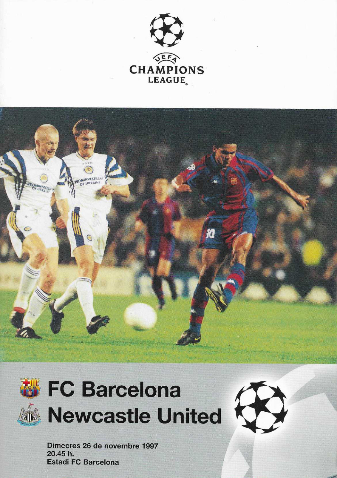 1997/98 Champions League FC Barcelona v Newcastle United for sale on Ebay