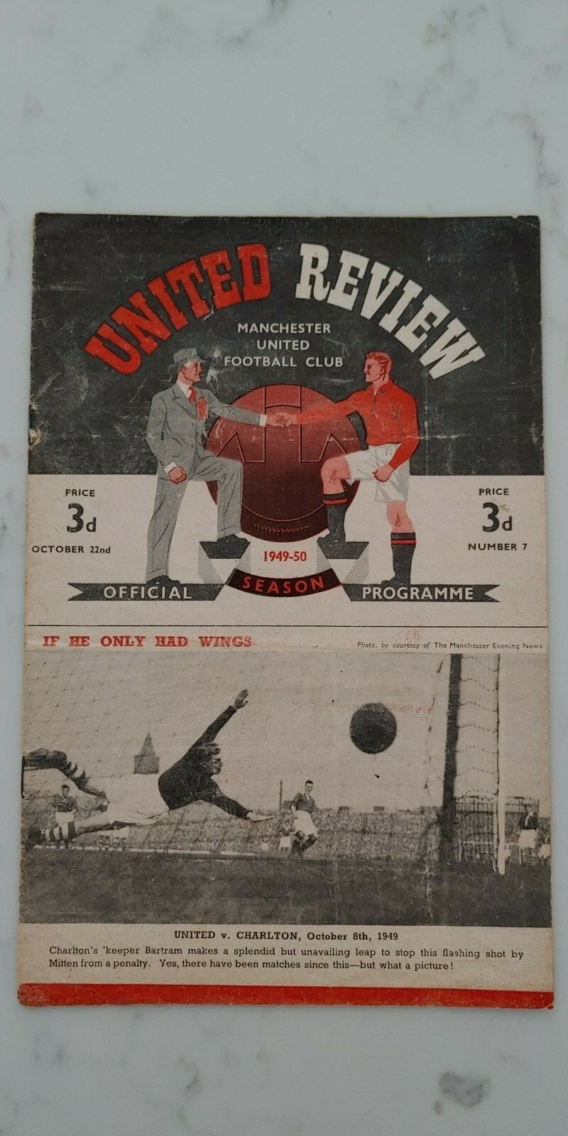 1949/1950 MANCHESTER UNITED v WOLVERHAMPTON WANDERERS, PROGRAMME No 7 for sale on Ebay
