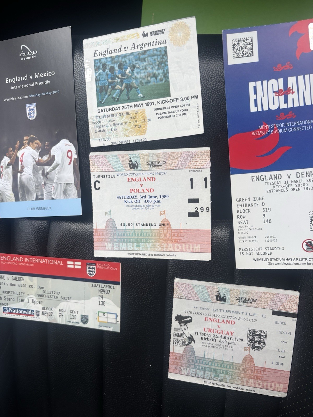 England Fc Home ticket Stubs X 65 for sale on Ebay