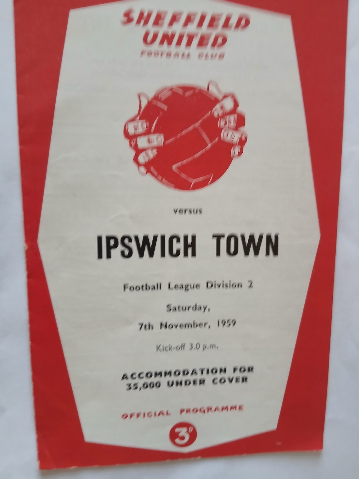 SHEFFIELD UNITED v IPSWICH TOWN Division 2 7 November 1959 for sale on Ebay