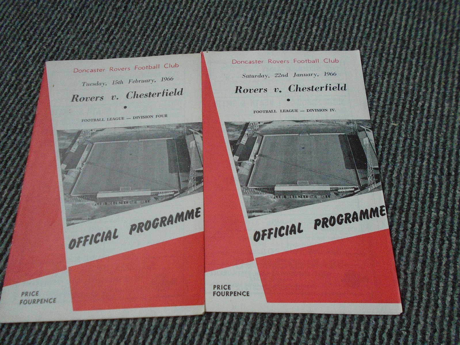 DONCASTER ROVERS V CHESTERFIELD 1965-6 POSTPONED JAN 22+RE-ARRANGED FEBRUARY 15 for sale on Ebay