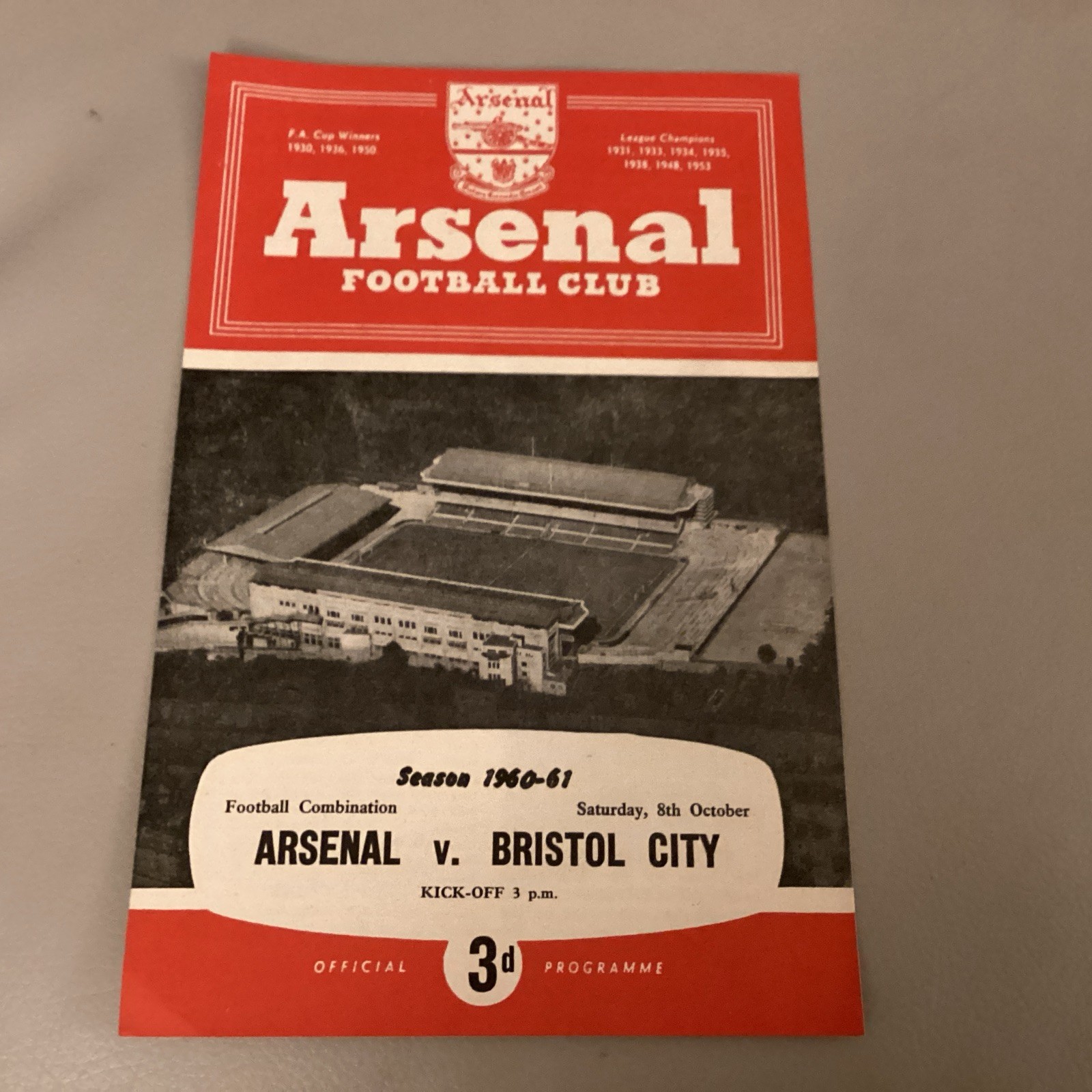 1960/1 Arsenal Reserves Bristol City 8 October 1960 Football Combination Dodgin for sale on Ebay