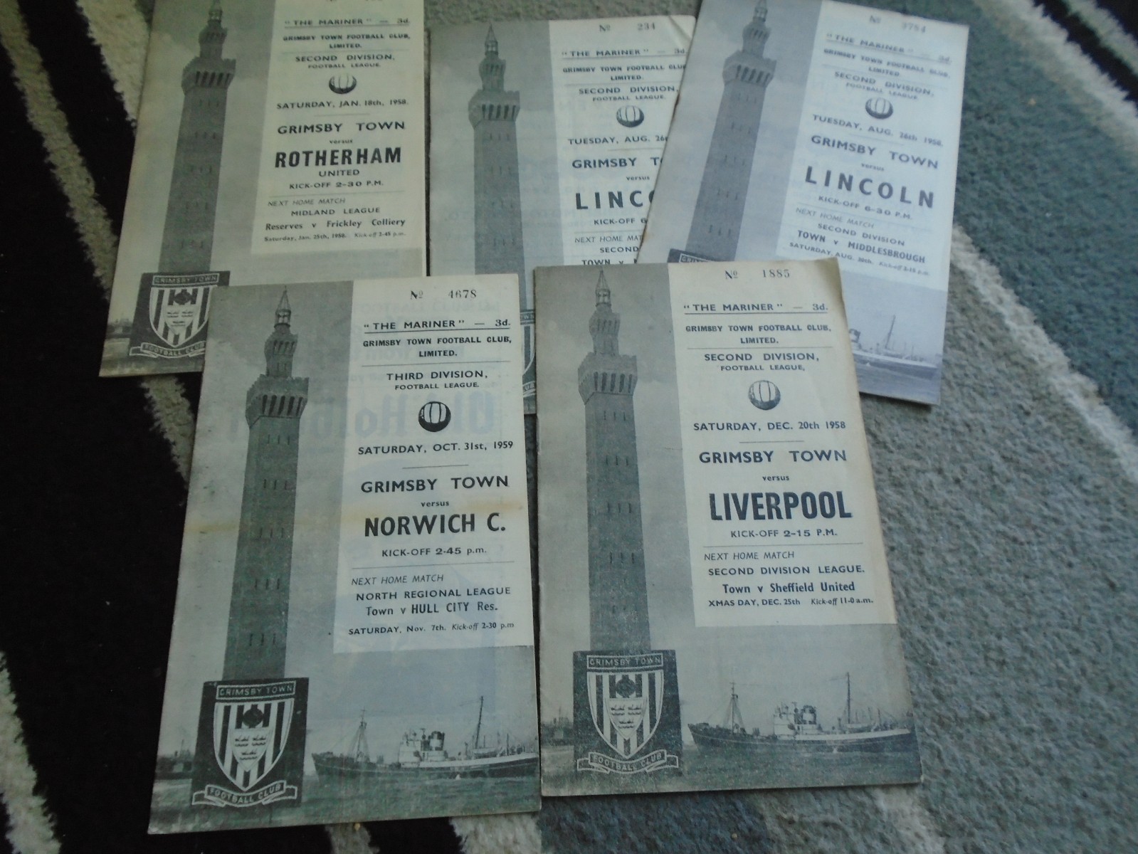 GRIMSBY TOWN HOMES 1957-8 TO 1959-60 X 5 ISSUES ALL LISTED for sale on Ebay