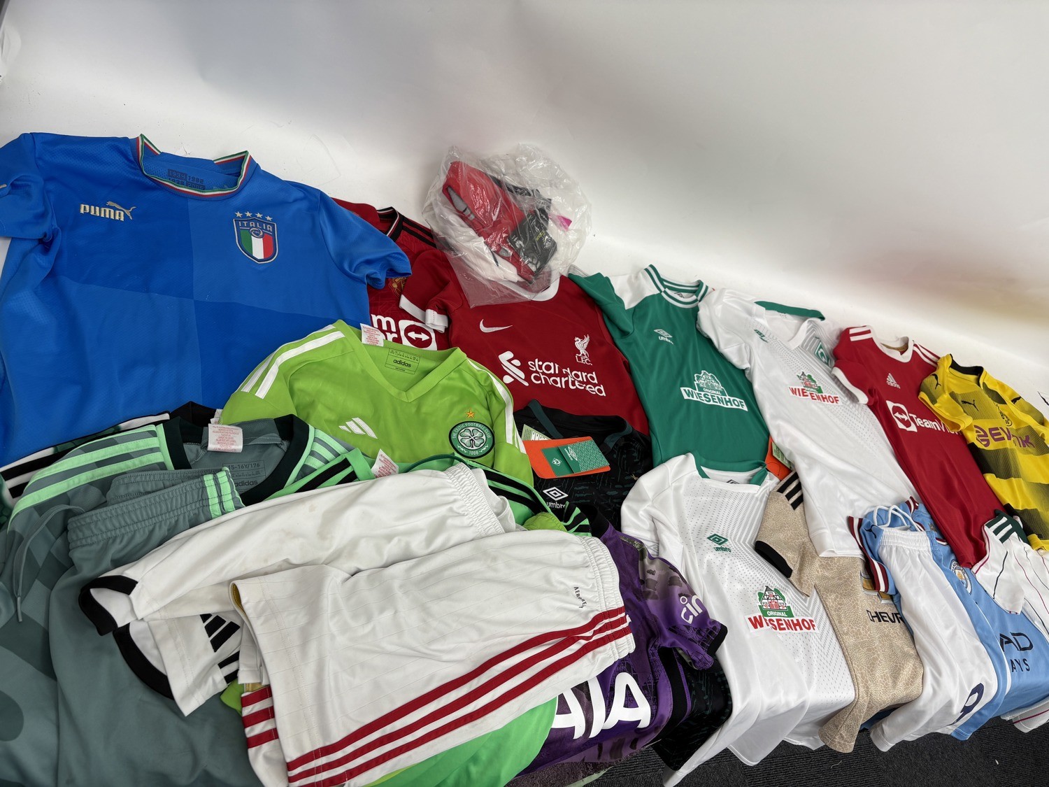 Large Bundle Of Kids Football Shirts Man Utd Liverpool Werner Bremen Man City  for sale on Ebay