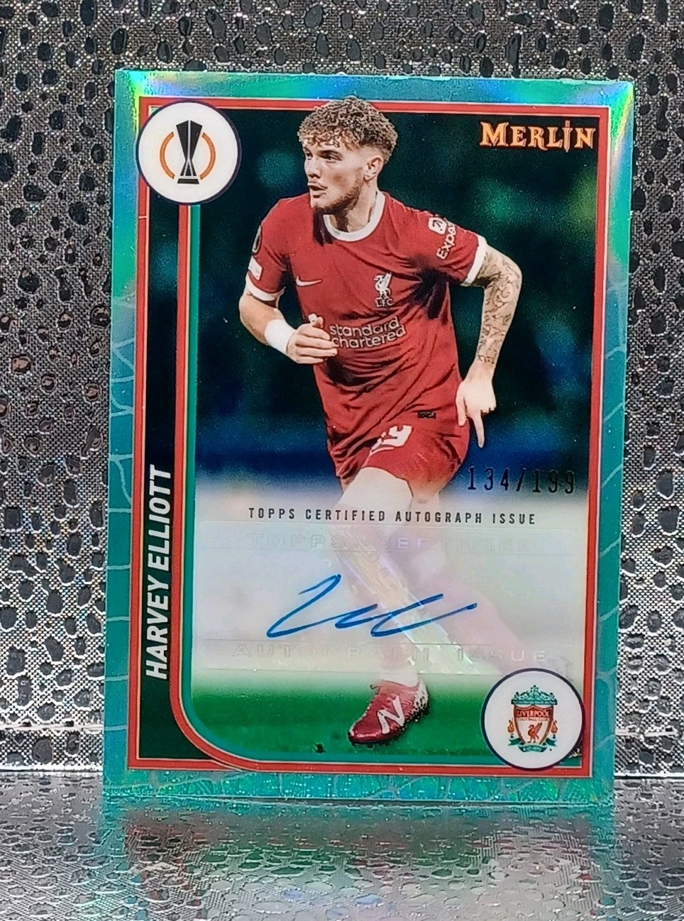 Harvey Elliott Auto Aqua Refractor /199 Topps Merlin UCC 2023-24 - Liverpool FC for sale on Ebay