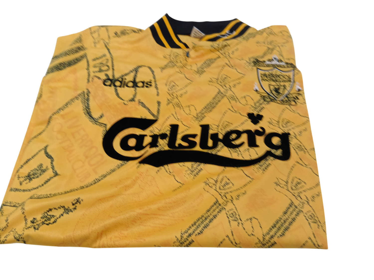 Vintage Liverpool FC 1994-1996 Adidas Third Shirt XL Yellow Carlsberg Jersey for sale on Ebay