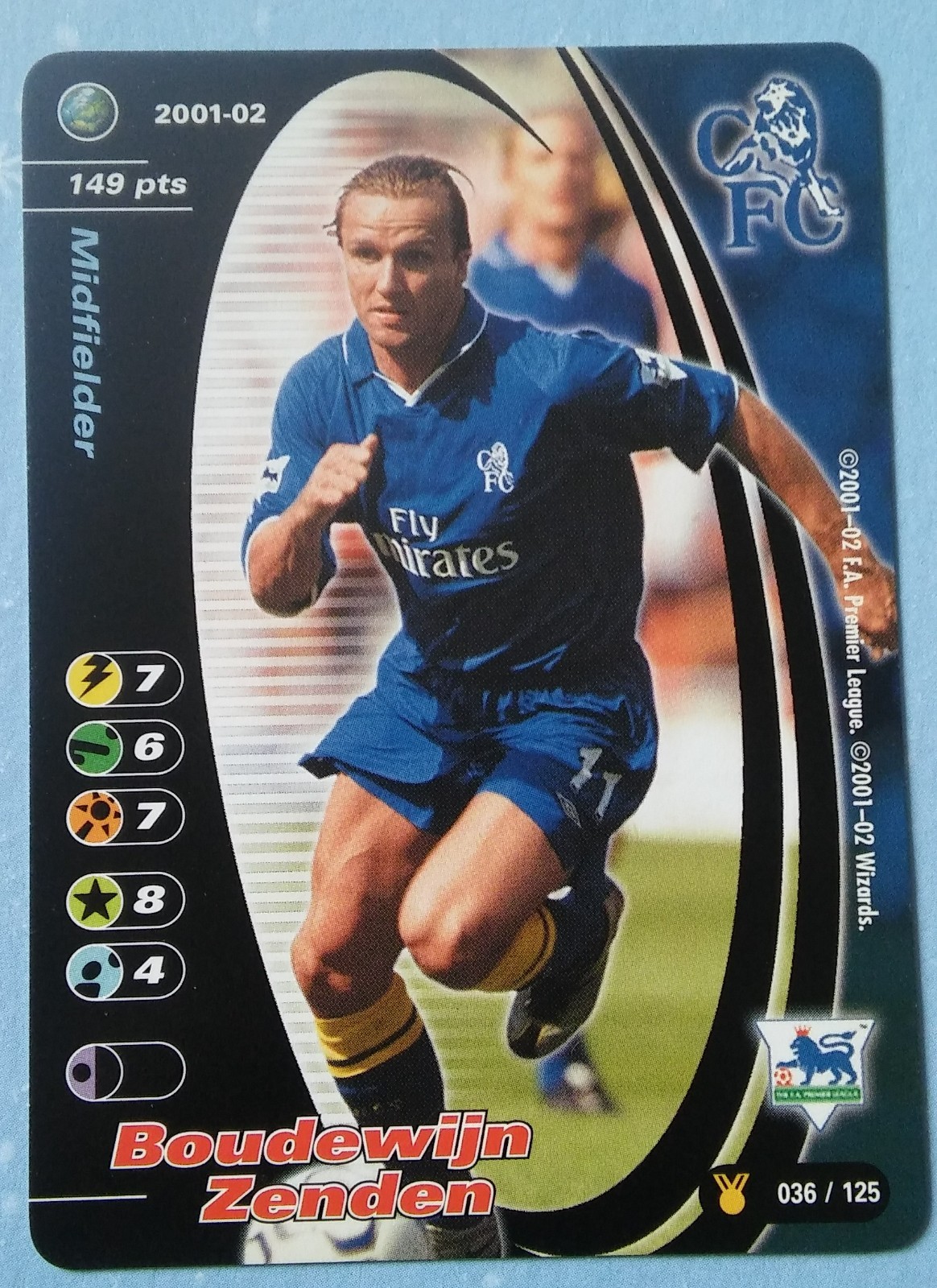 Wizards 2001-02 card Boudewijn Zenden of Chelsea for sale on Ebay