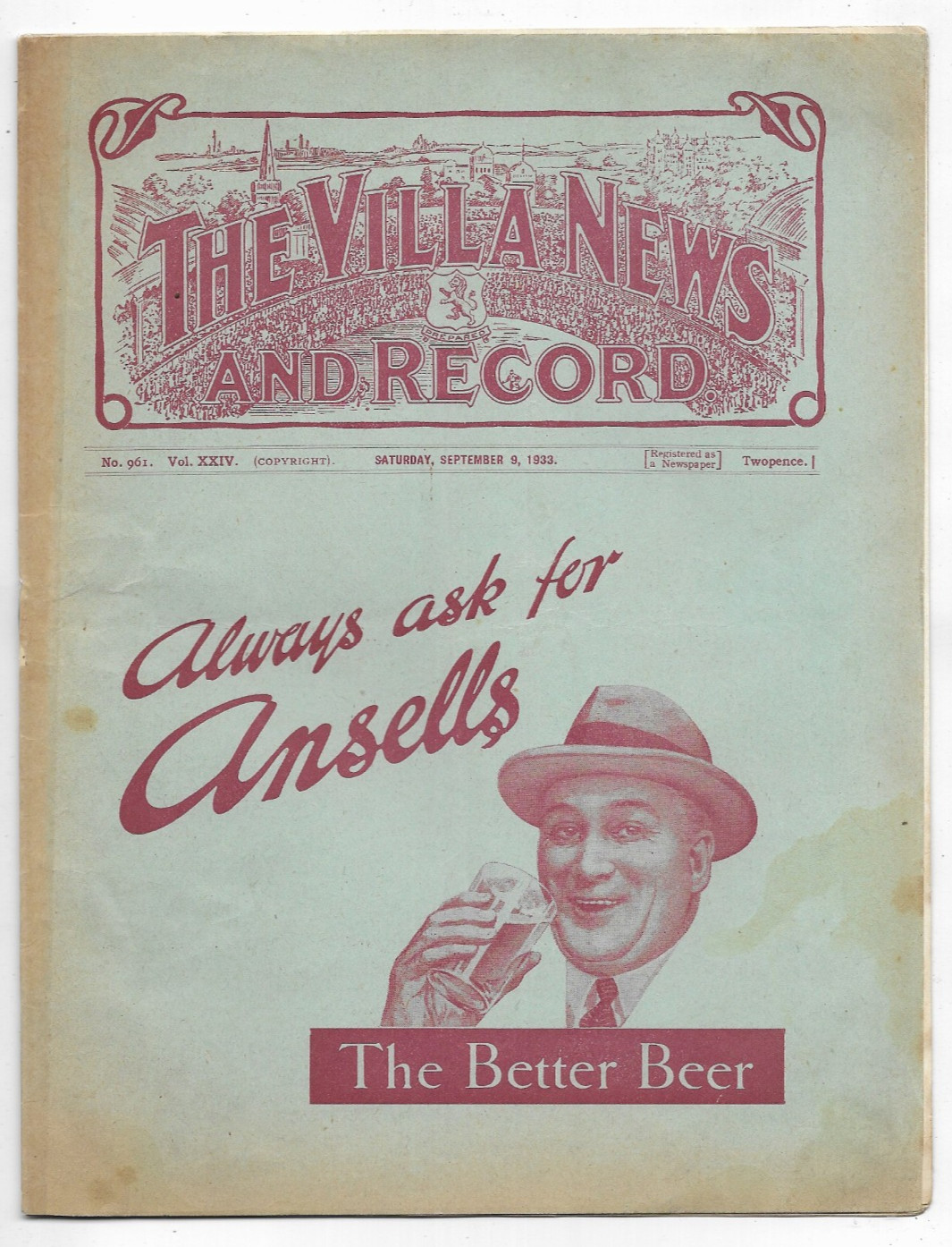 1933/34 Division 1 - ASTON VILLA v. LIVERPOOL for sale on Ebay