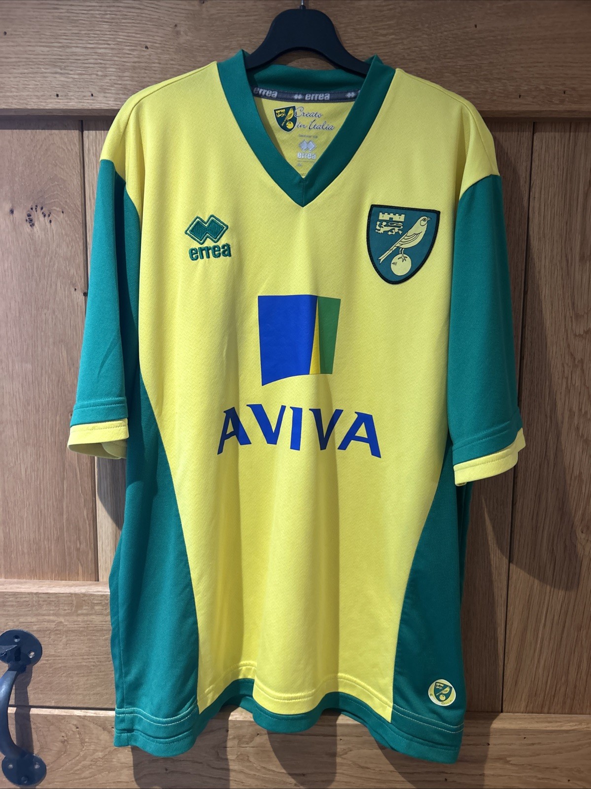 Norwich City FC 2013-2014 Home Shirt Yellow Kit Large Errea Aviva for sale on Ebay
