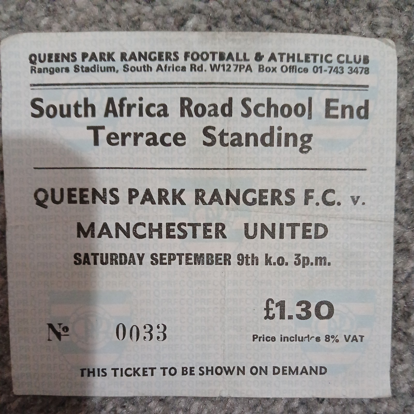 RARE TICKET 1978/1979 QUEENS PARK RANGERS - MANCHESTER MAN UTD UNITED for sale on Ebay