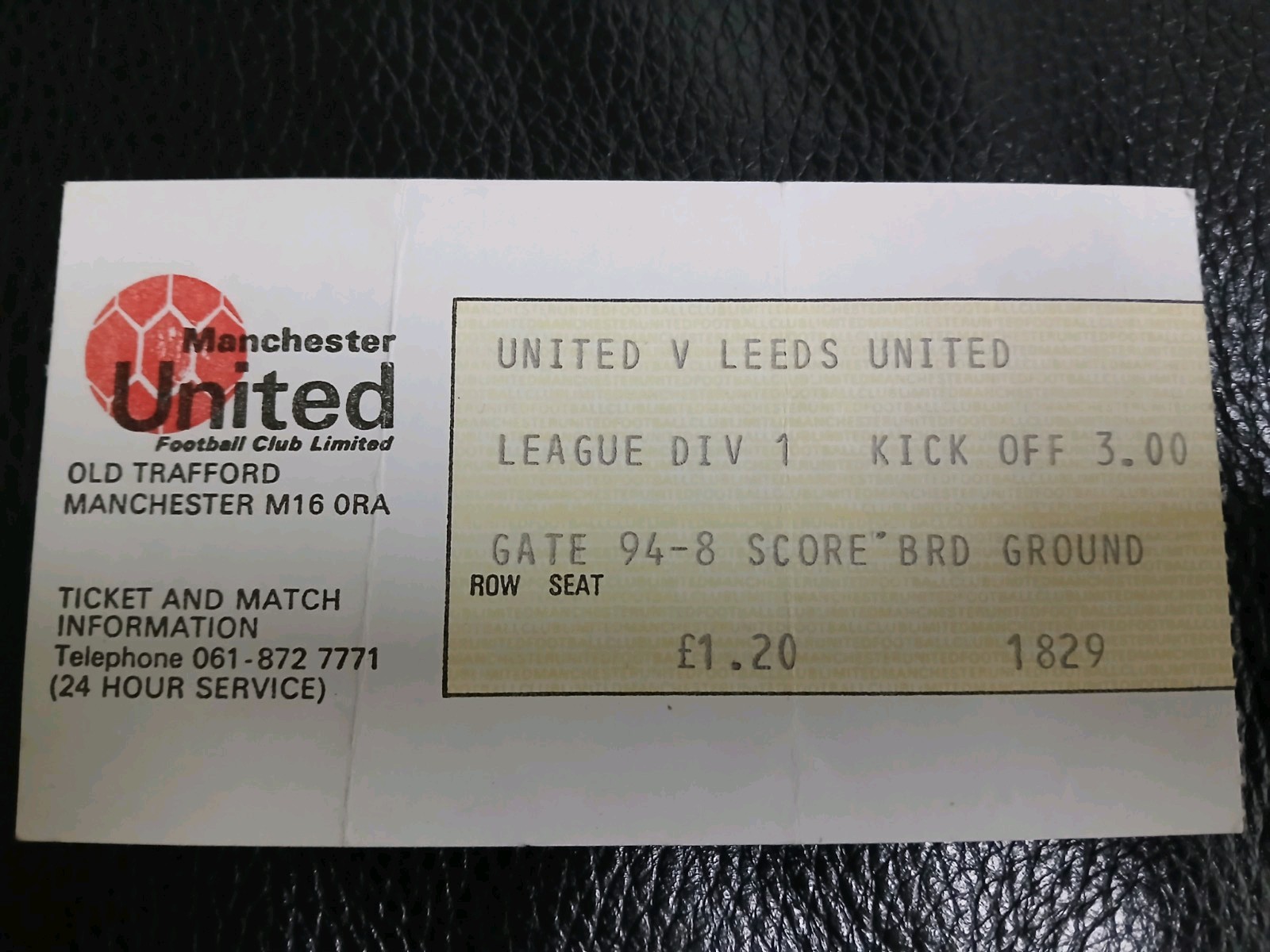 1980/81 Manchester United v Leeds United match Ticket  for sale on Ebay