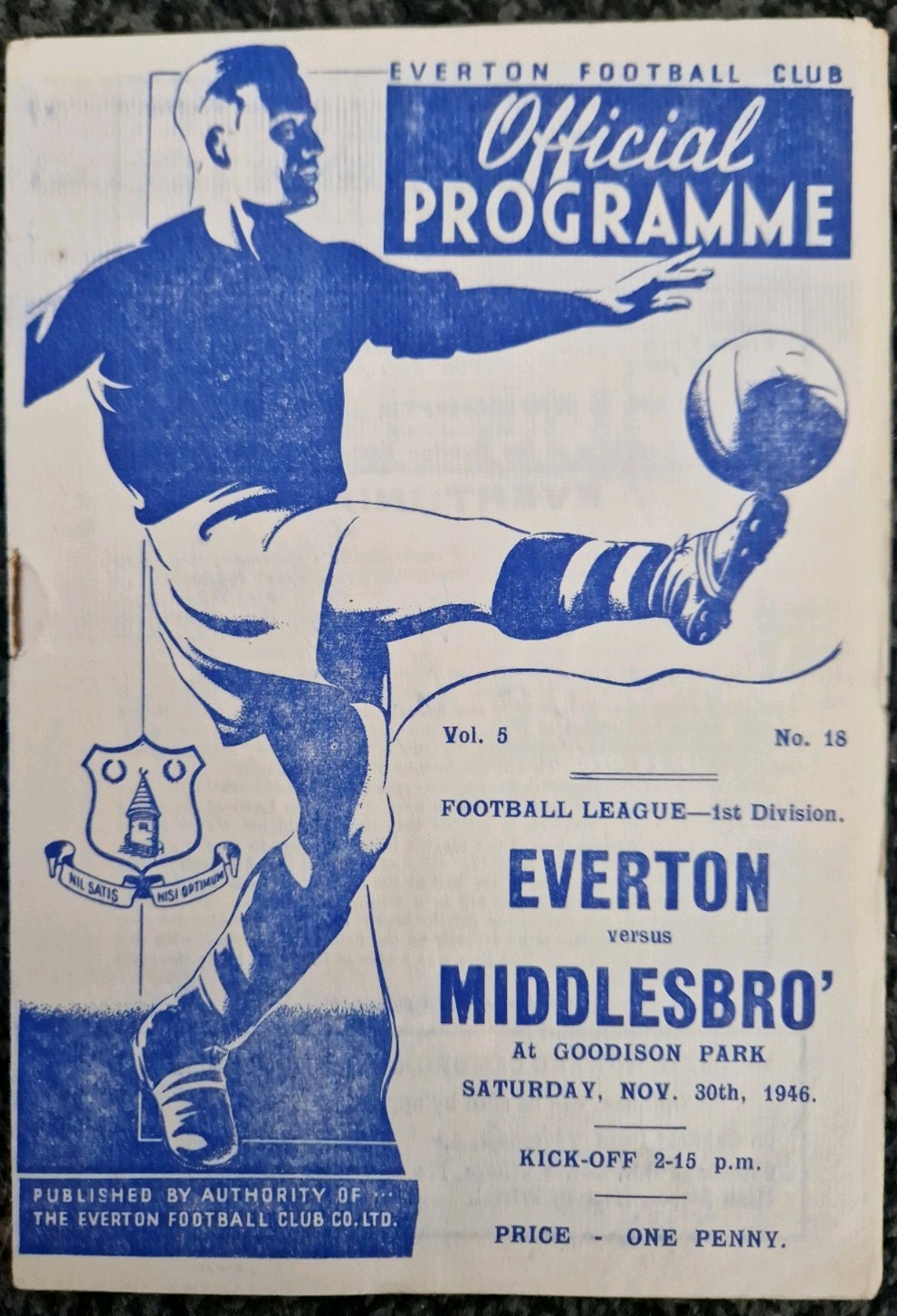 EVERTON v MIDDLESBROUGH 1946-47 FOOTBALL PROGRAMME for sale on Ebay