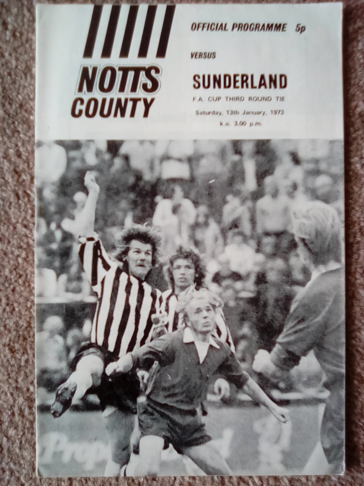 Notts County v Sunderland  Fa Cup 3rd round 13/1/1973 for sale on Ebay