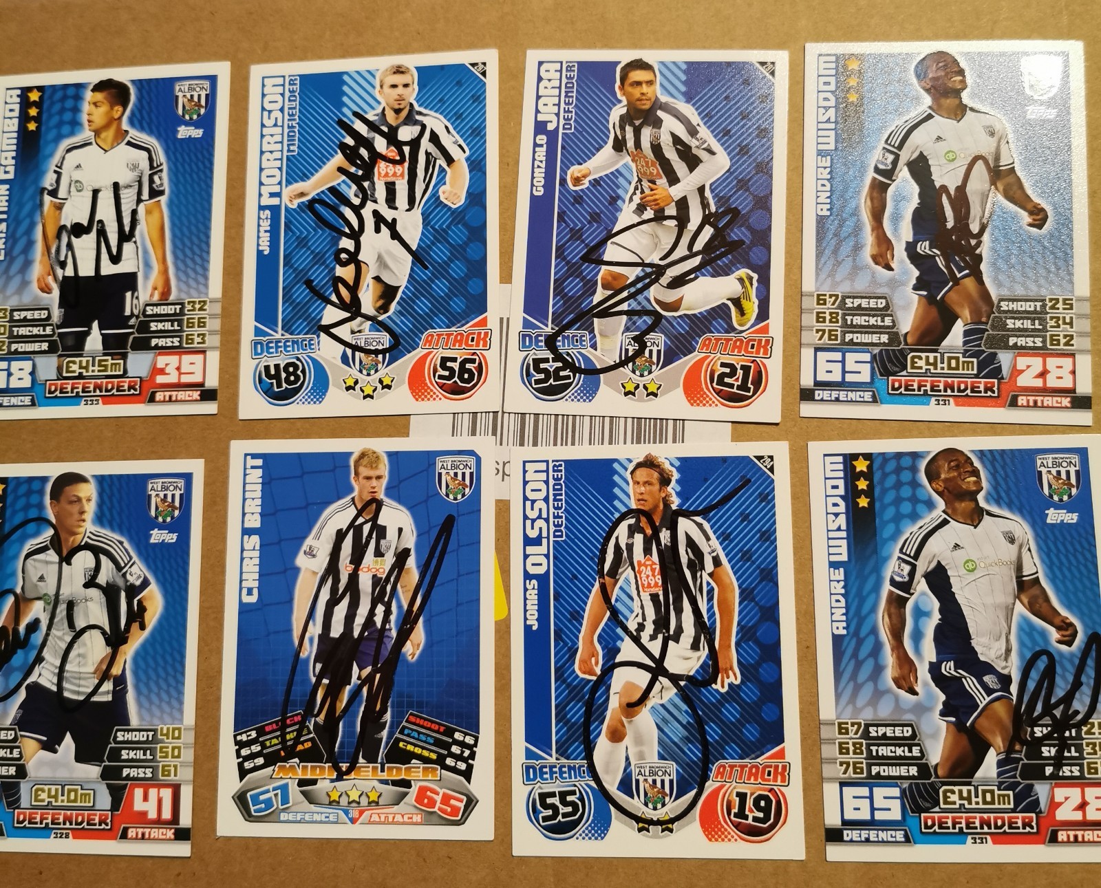 West BROMWICH ALBION WBA 8 Signed Match Attax Cards Olsen, Jara, Wisdom, Brunt for sale on Ebay