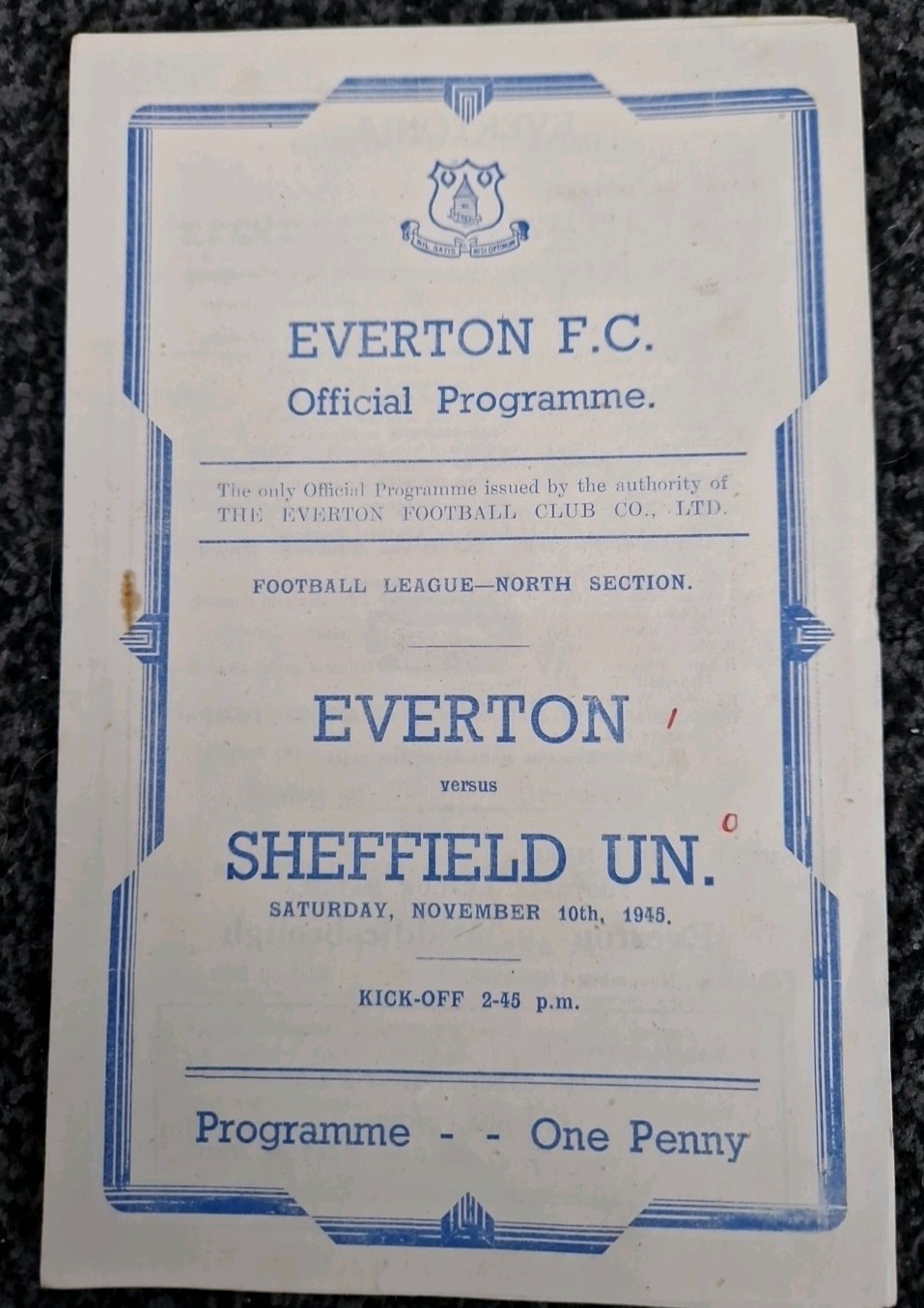 EVERTON v SHEFFIELD UNITED  1945-46 FOOTBALL PROGRAMME for sale on Ebay