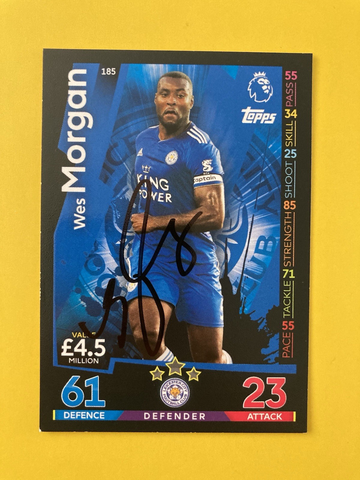 Wes Morgan Signed Leicester City Topps Match Attax Premier League 2018/19 Card for sale on Ebay