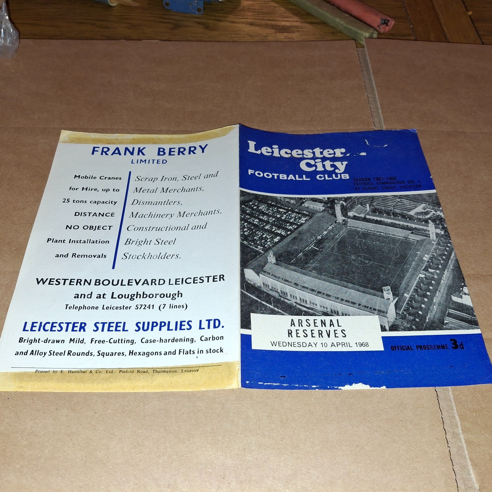 1967-1968 FOOTBALL COMBINATION(RESERVES) 4 PAGE LEICESTER CITY V ARSENAL for sale on Ebay