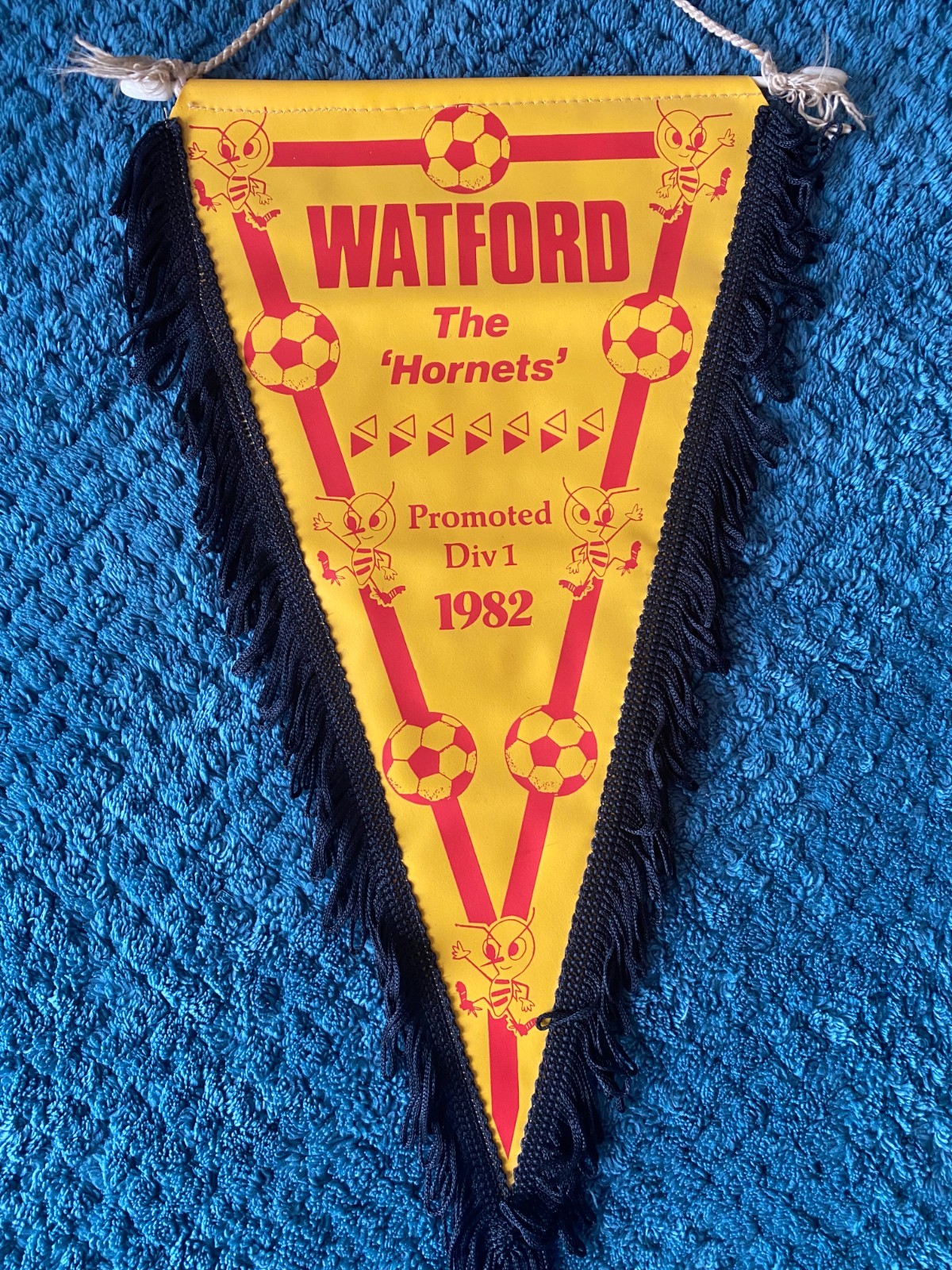 1980's Pennant - Watford - Promoted division 1 - 1982  (34 x 22 cm) for sale on Ebay