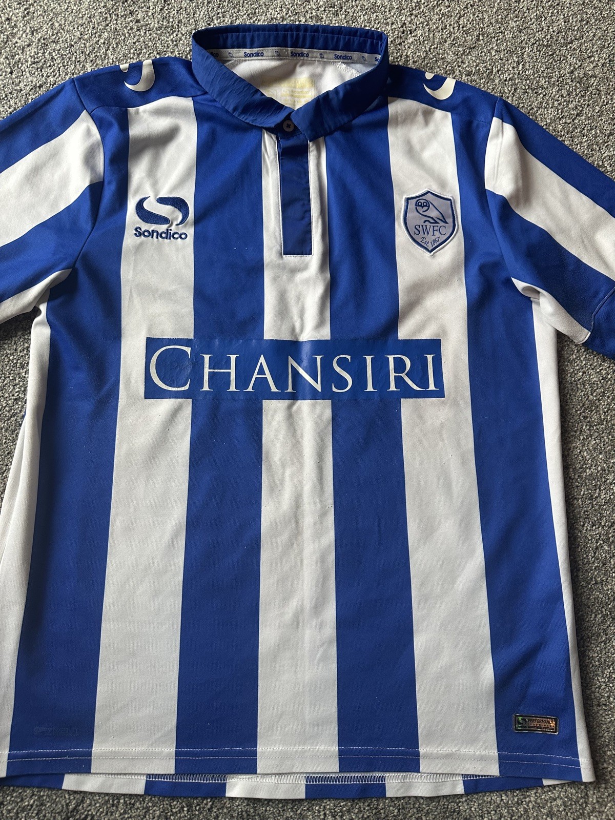 Sheffield Wednesday Swfc Medium M Mans 2016 Home Shirt Sondico Wembley for sale on Ebay