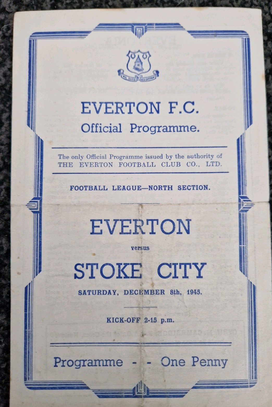 EVERTON v STOKE  CITY 1945-46 FOOTBALL PROGRAMME for sale on Ebay