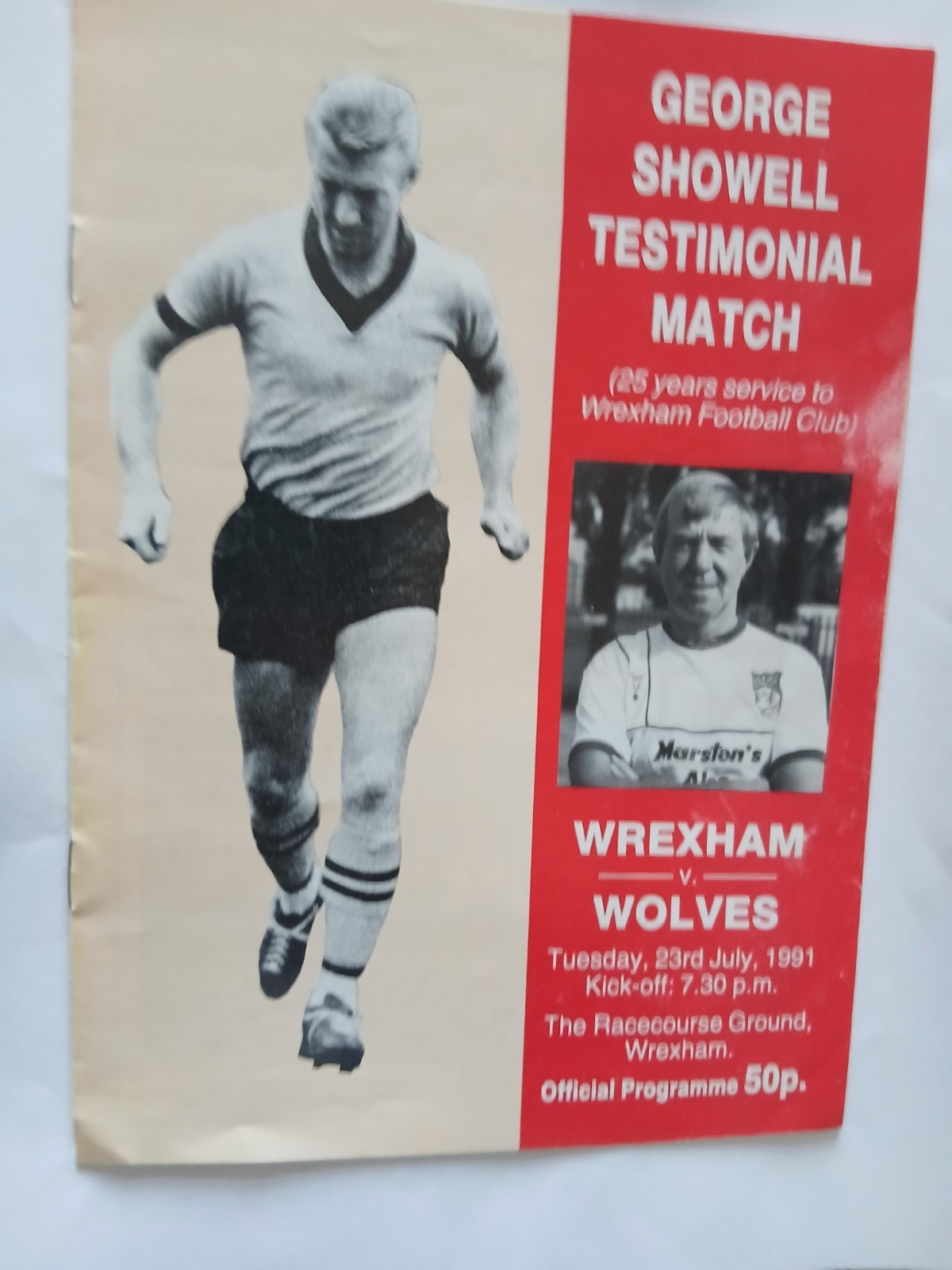 WREXHAM v WOLVERHAMPTON WANDERERS / Wolves George Showell testimonial 23 July 91 for sale on Ebay