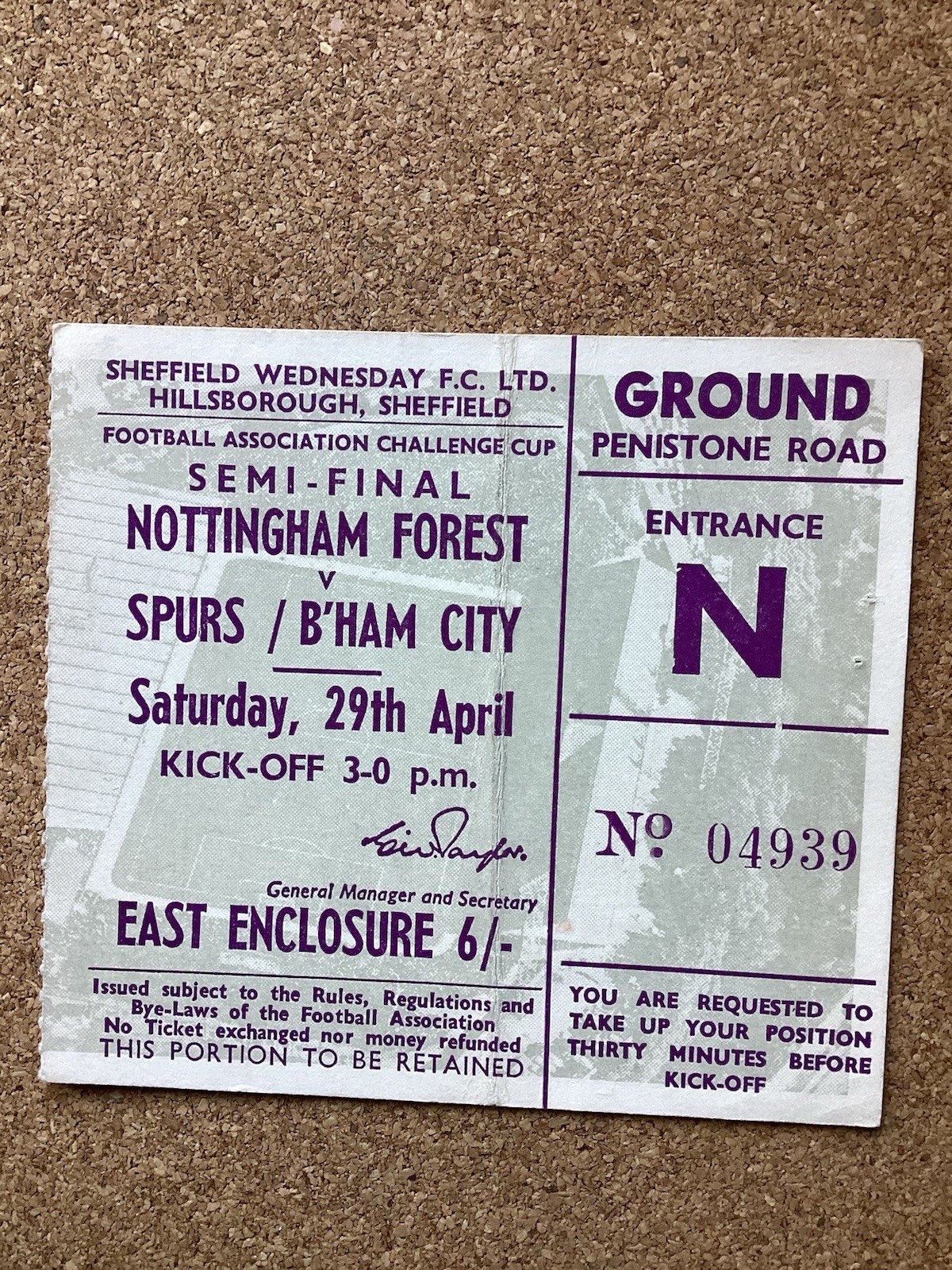 TICKET - Nottingham Forest v Tottenham (F A Cup Semi-Final) 29/4/1967 for sale on Ebay