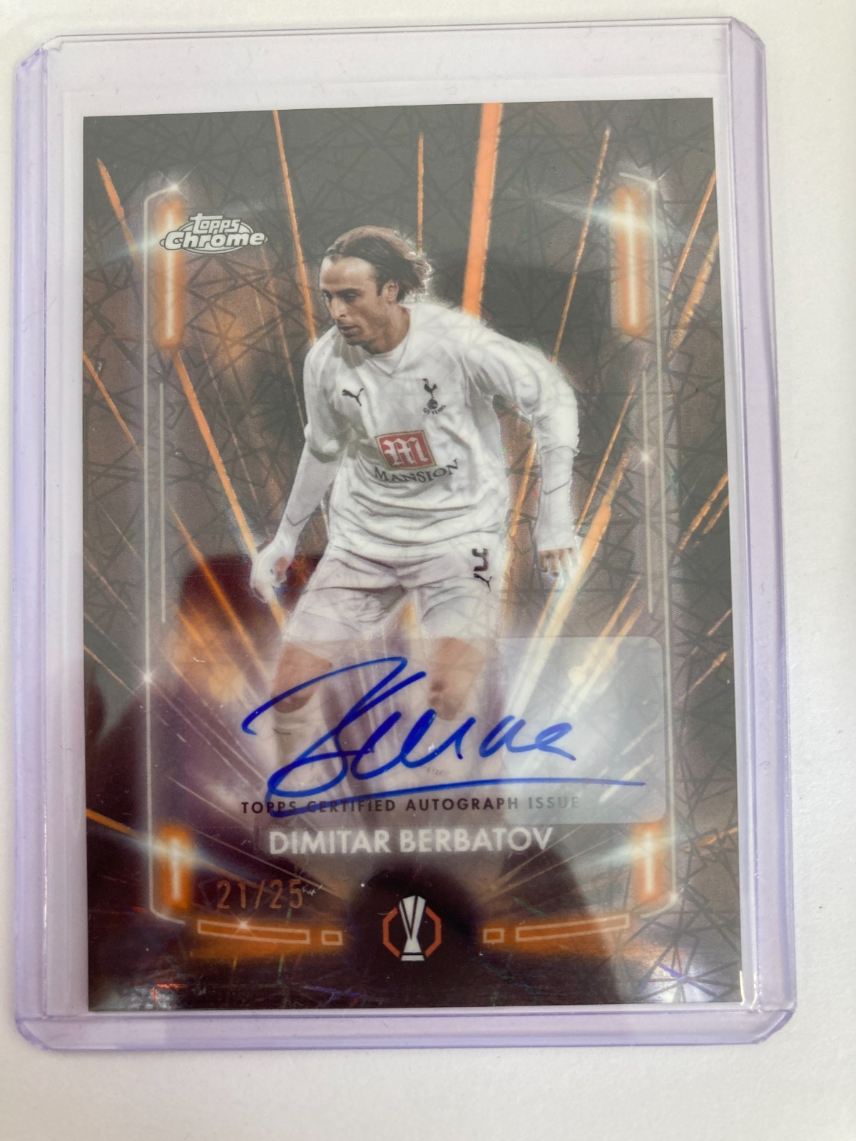 TOPPS CHROME 2025 DIMITAR BERBATOV TOTTENHAM HOTSPUR BLACK LAZER AUTO 021/025. for sale on Ebay