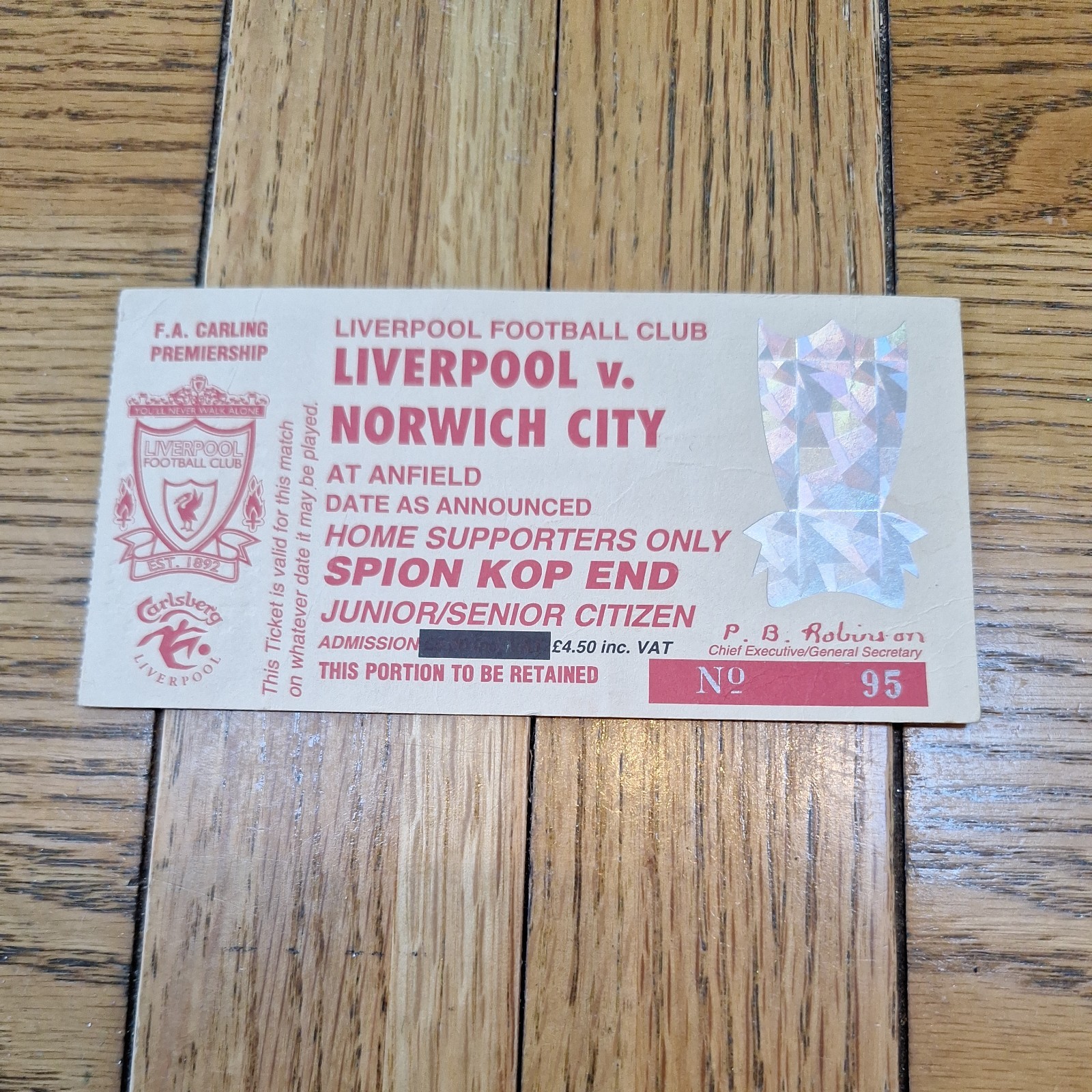Liverpool v Norwich 1993/94 for sale on Ebay