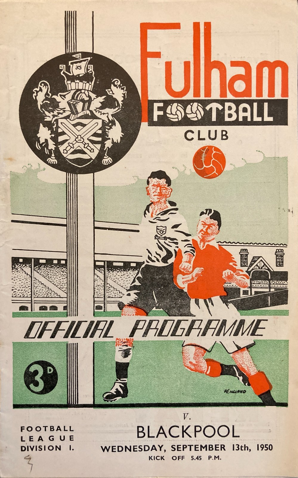 Fulham v Blackpool Div 1 1950/51 for sale on Ebay