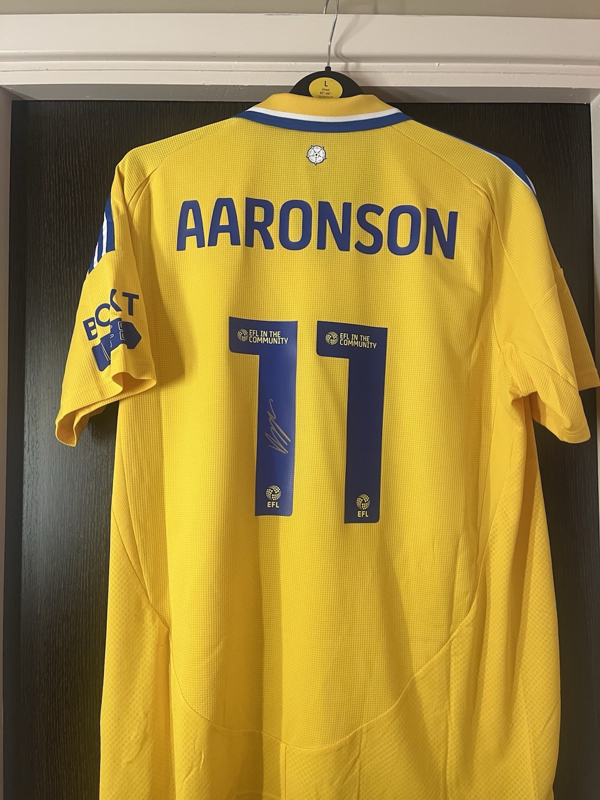 BRENDAN AARONSON Signed Leeds 24/25 Away Shirt for sale on Ebay