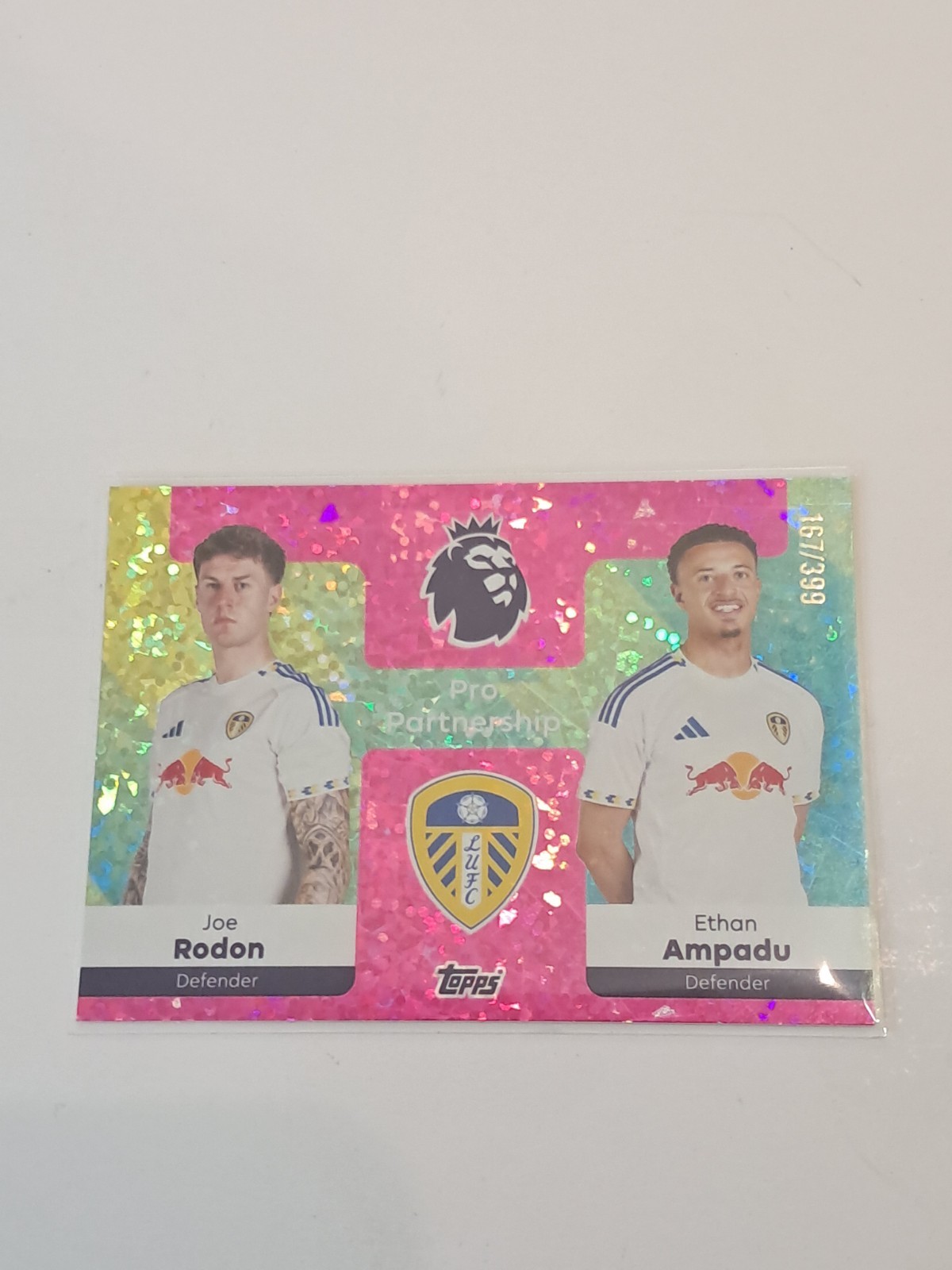 Topps premier league 25/26 Pro Partnership Pink Sparkle #167/399 Leeds United for sale on Ebay