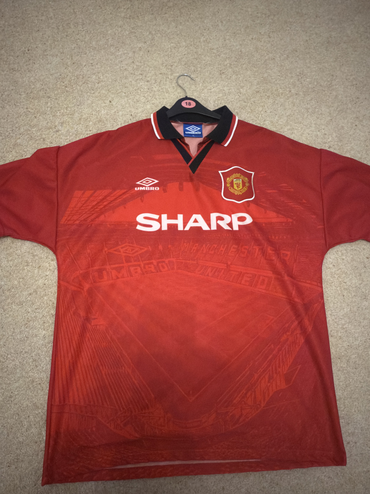 Manchester United Umbro Sharp home shirt 1994-1996 Size  XL for sale on Ebay