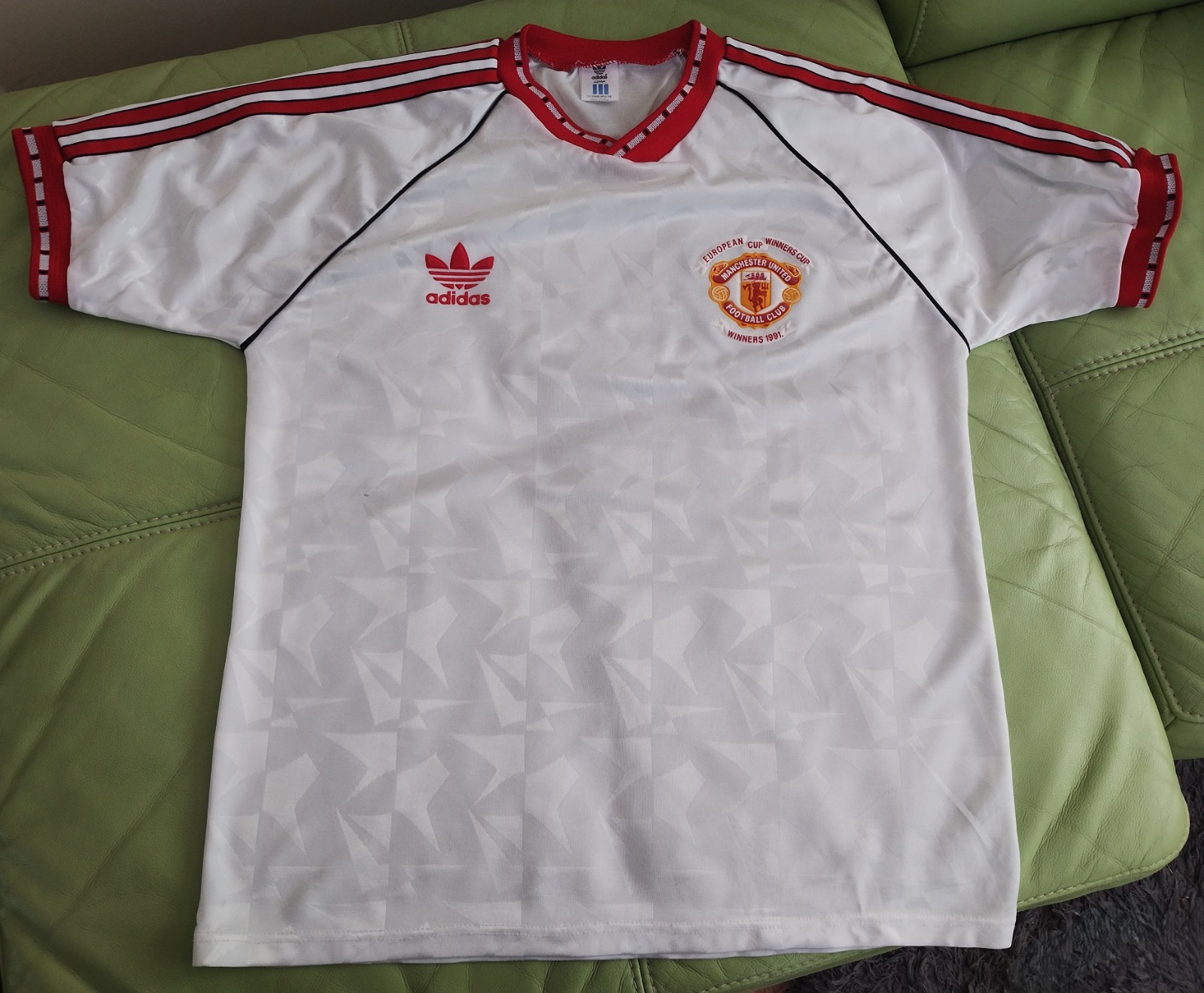 Vintage Adidas Manchester United White 1991 European Cup Winners Cup Shirt 42-44 for sale on Ebay