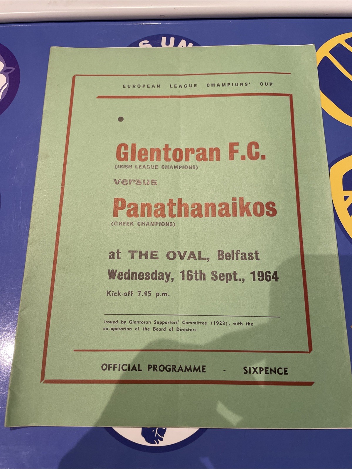 Glentoran V Panathanaikos EC 1964 for sale on Ebay