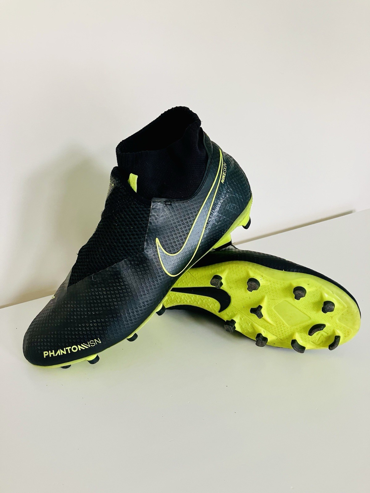 Nike Phantom VSN Ghost Lace Black Neon Yellow Football Boots Size UK7 for sale on Ebay