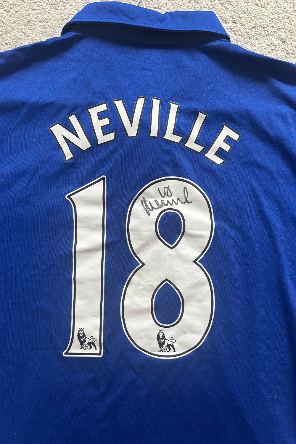 Everton 2011/12 Long Sleeve Home Shirt – Signed by Phil Neville (#18) for sale on Ebay