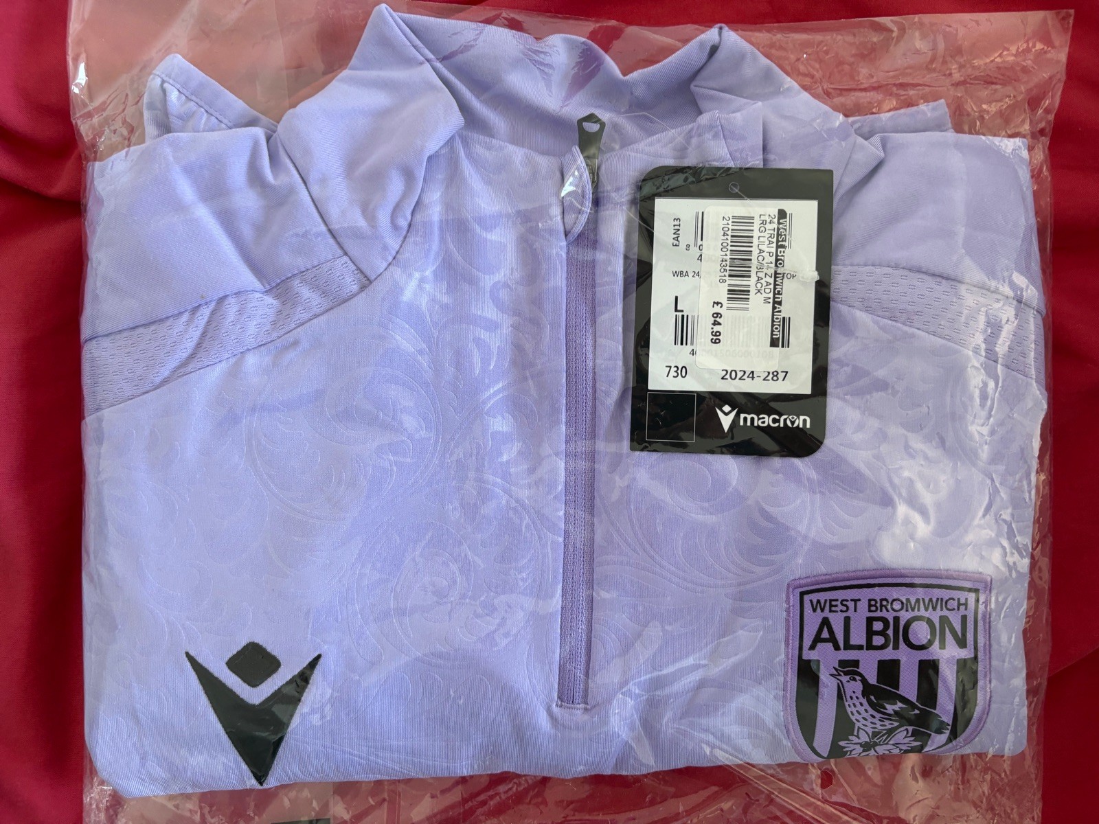 West Bromwich Albion Long Sleeve Macron Training Top Large for sale on Ebay