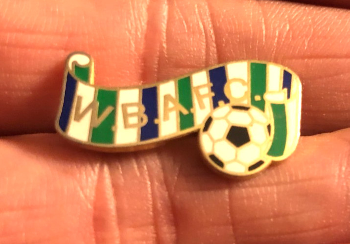 RARE WEST BROMWICH ALBION W.B.A.F.C. SCARF-BALL ENAMEL PIN BADGE for sale on Ebay
