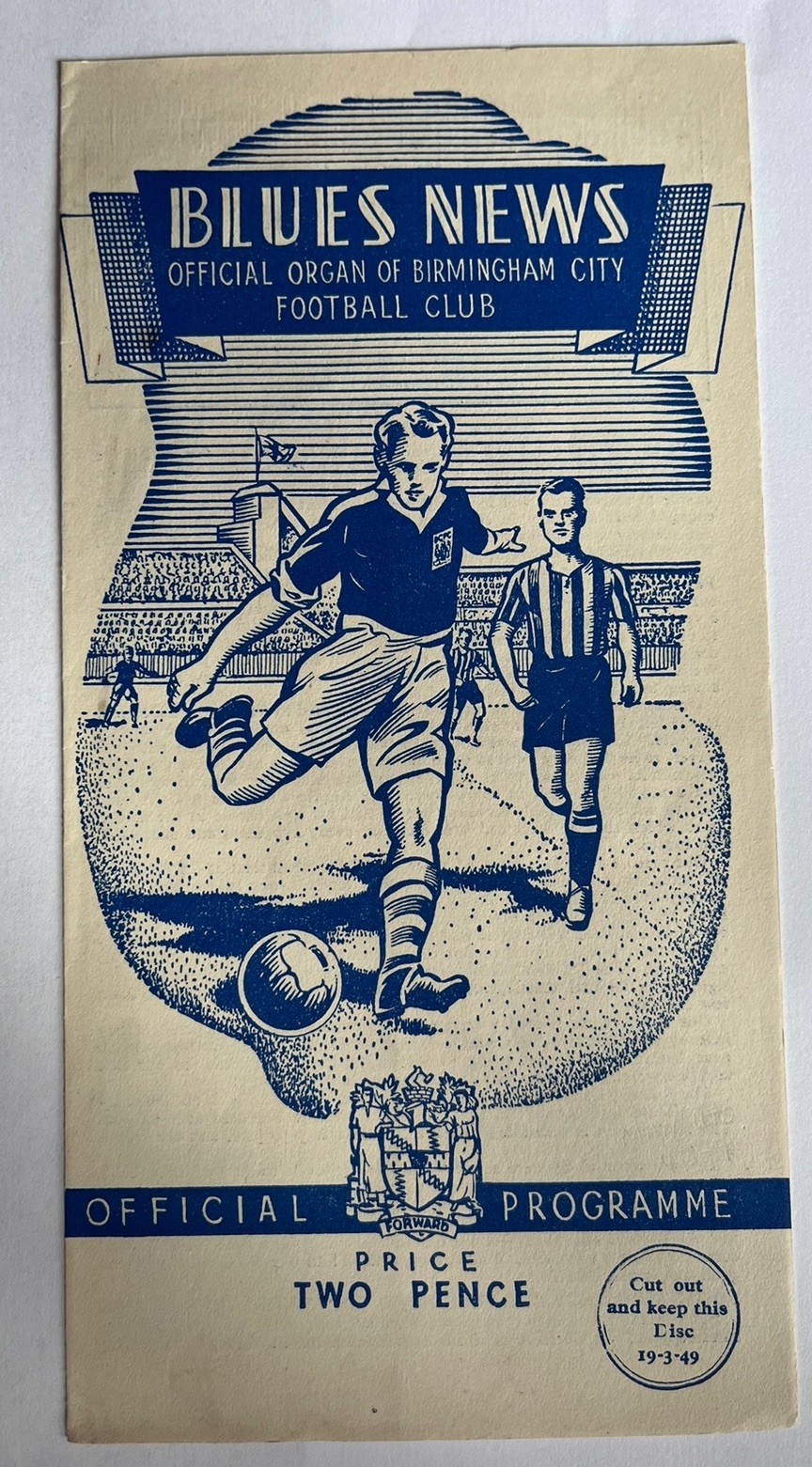 Birmingham City v Manchester United 19th March 1949 for sale on Ebay