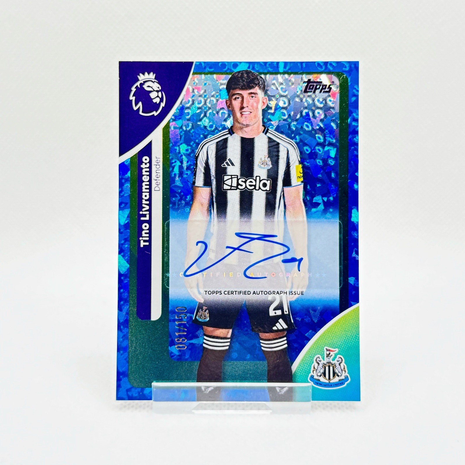 2026 Topps Premier League Tino Livramento Blue Autograph Auto /150 Newcastle for sale on Ebay