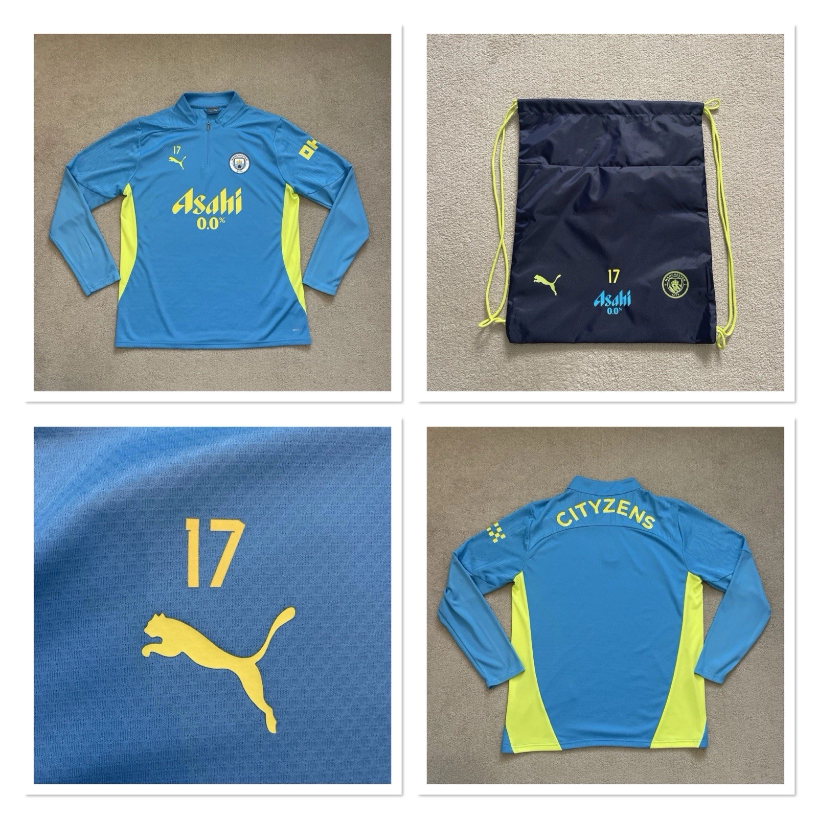 Manchester city puma player issue worn pro Drill Jumper+gym Bag L DE BRUYNE 17 for sale on Ebay